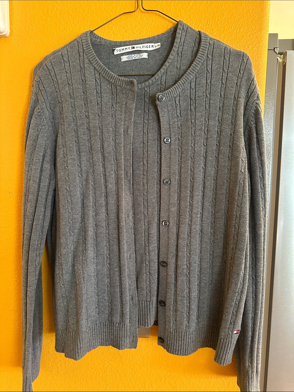 Tommy Hilfiger women’s  Gray Ribbed Button Cardigan